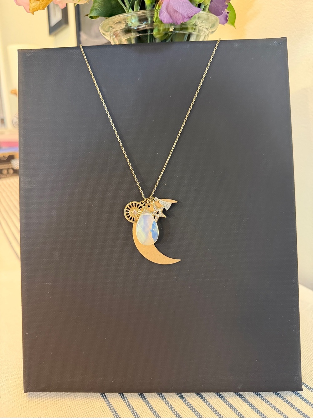 Do not buy: Handmade Adirondacks Celestial Moonstone Moon & Star Necklace 30” - Picture 4 of 6